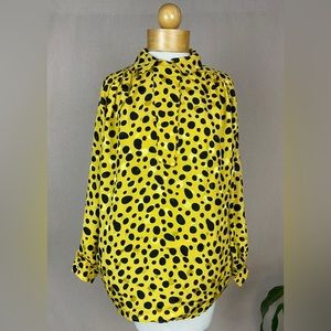 VINTAGE The Very Thing! 80s 90s Yellow & Black Polkadot Silk Blouse
